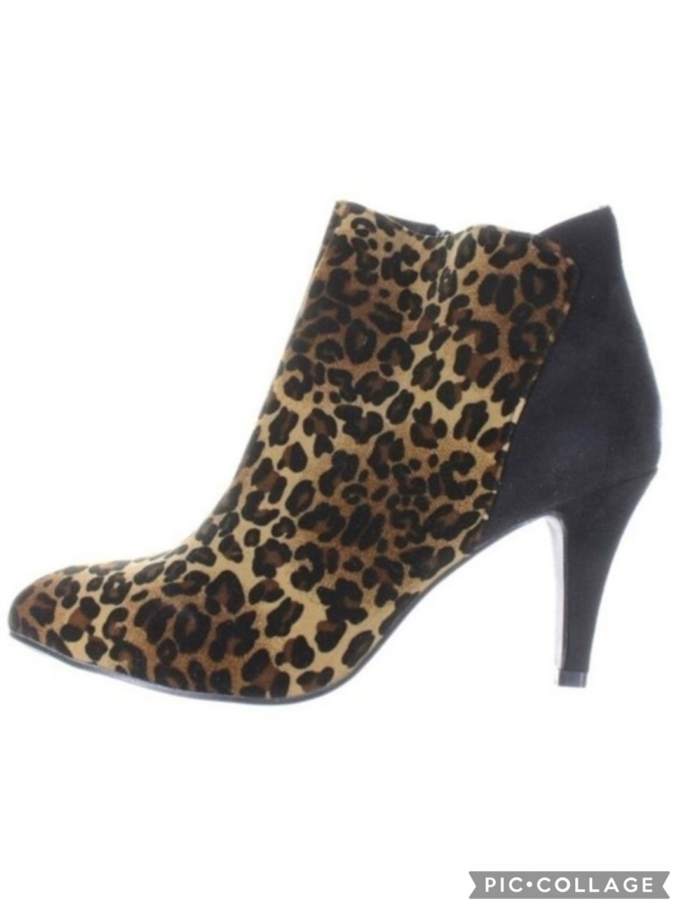 Bellini Victoria Booties Leopard Animal Print Faux Suede Stilleto Heel 10W Chic